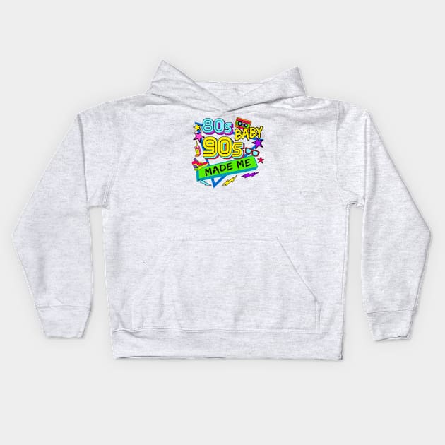 80s Baby 90s Made Me Retro Vintage Style Kids Hoodie by Pop Cult Store